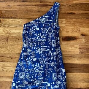 Lisa Says Gah Navy Dress with Ivory Design